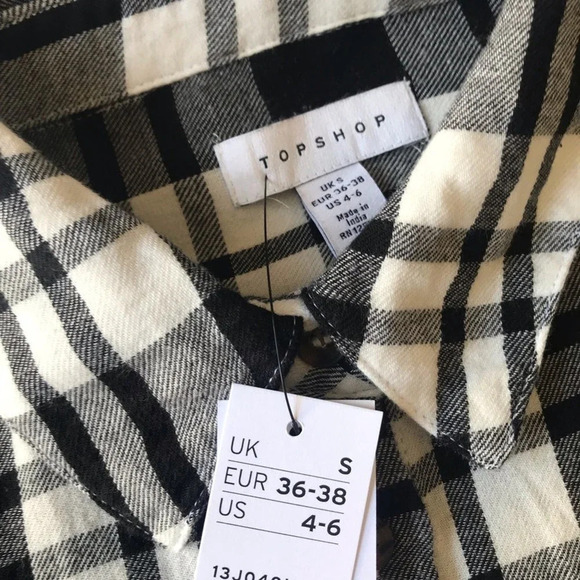 Topshop Check Murphy Button Down Shirt Size 4-6 NWT - Picture 3 of 9